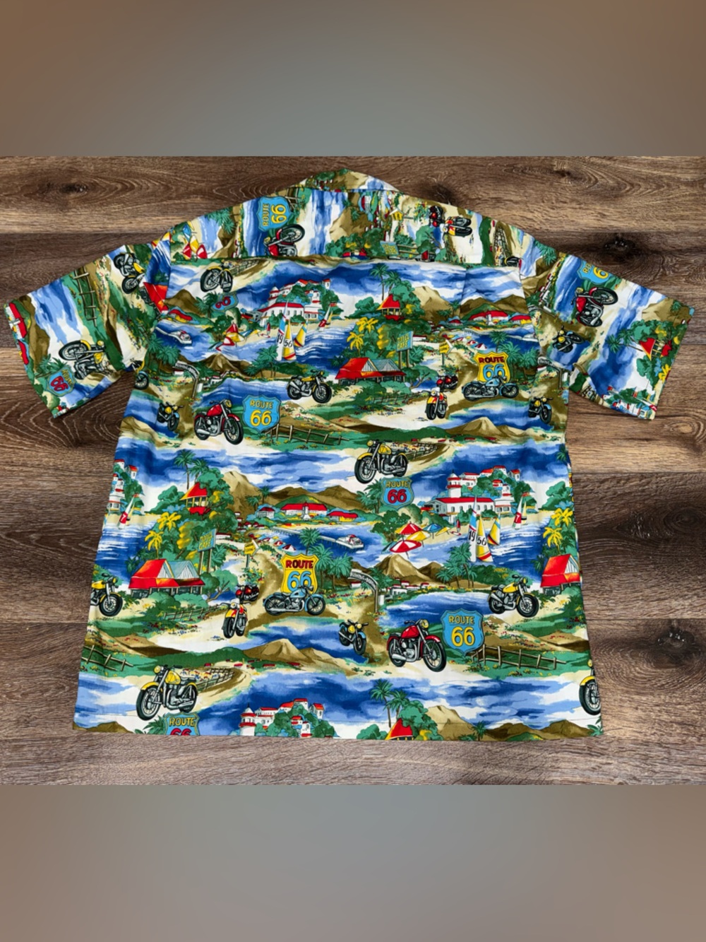 Route 66 Beach Cotton Hawaiian Shirt All Over Print Lightweight Button Down XL - Picture 2 of 10